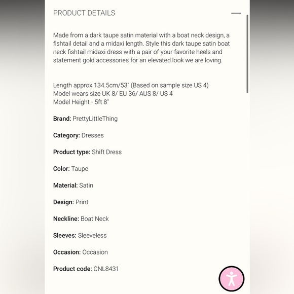 NWT PrettyLittleThings Chocolate Brown Boat Neck Satin Fishtail Midi Dress-US 6 - Picture 14 of 14